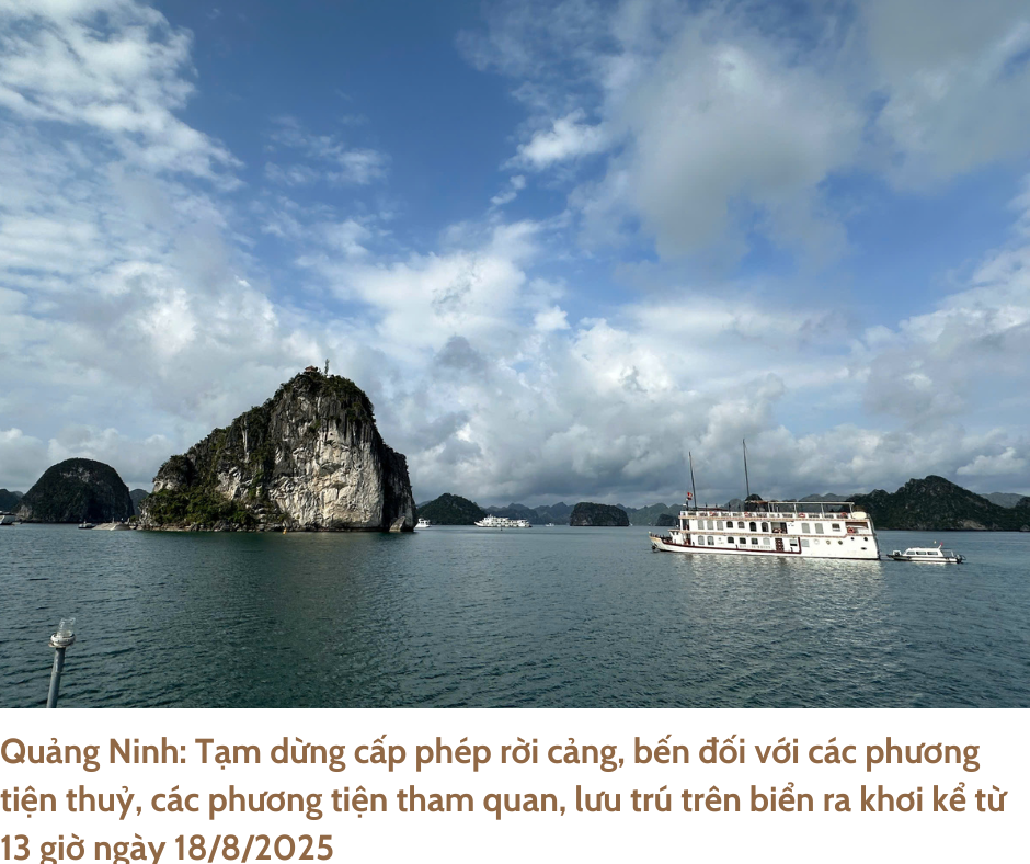 Tạm dừng cấp phép tàu rời cảng, bến đối với các phương tiện thuỷ, các phương tiện tham quan, lưu trú trên biển ra khơi
